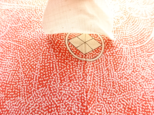  作家物　家屋に草花模様一つ紋江戸小紋着物